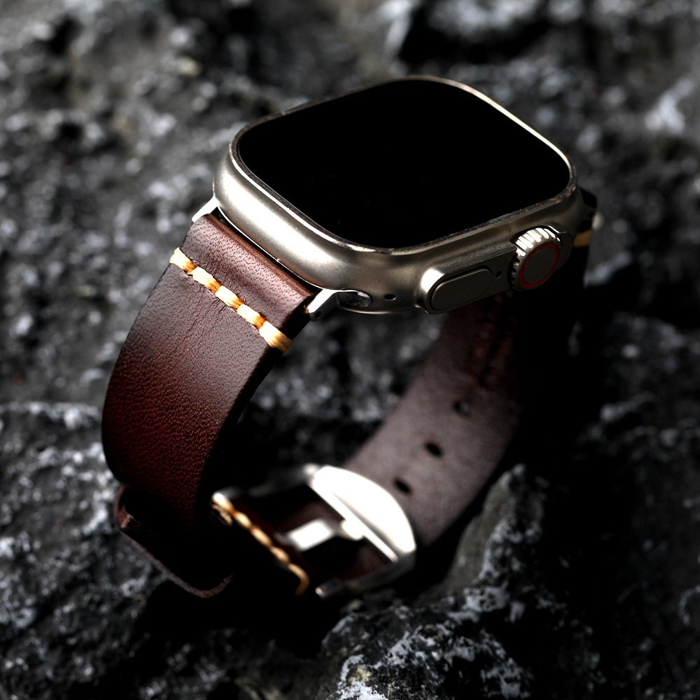 Men’s Apple Watch Leather Strap – Full-Grain Style with Affordable Luxury