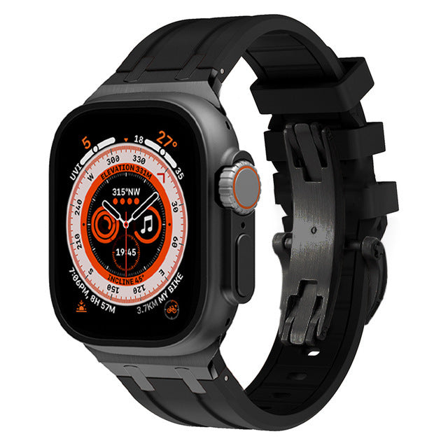 Premium Silicone Apple Watch Band – Titanium Adapter and Secure Fit