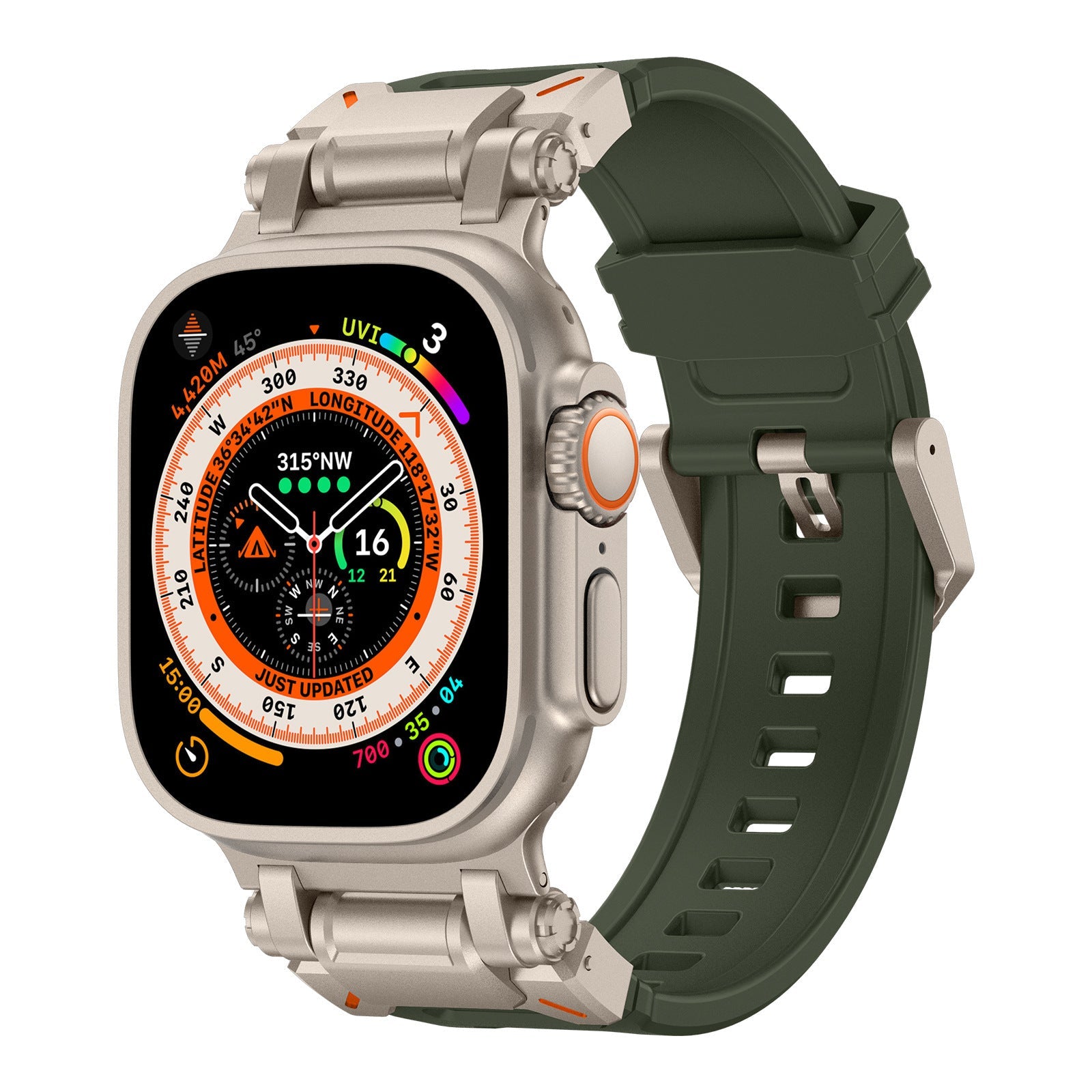 Explorer Silicone Band for Apple Watch Ultra – Titanium Adapter and Secure Fit