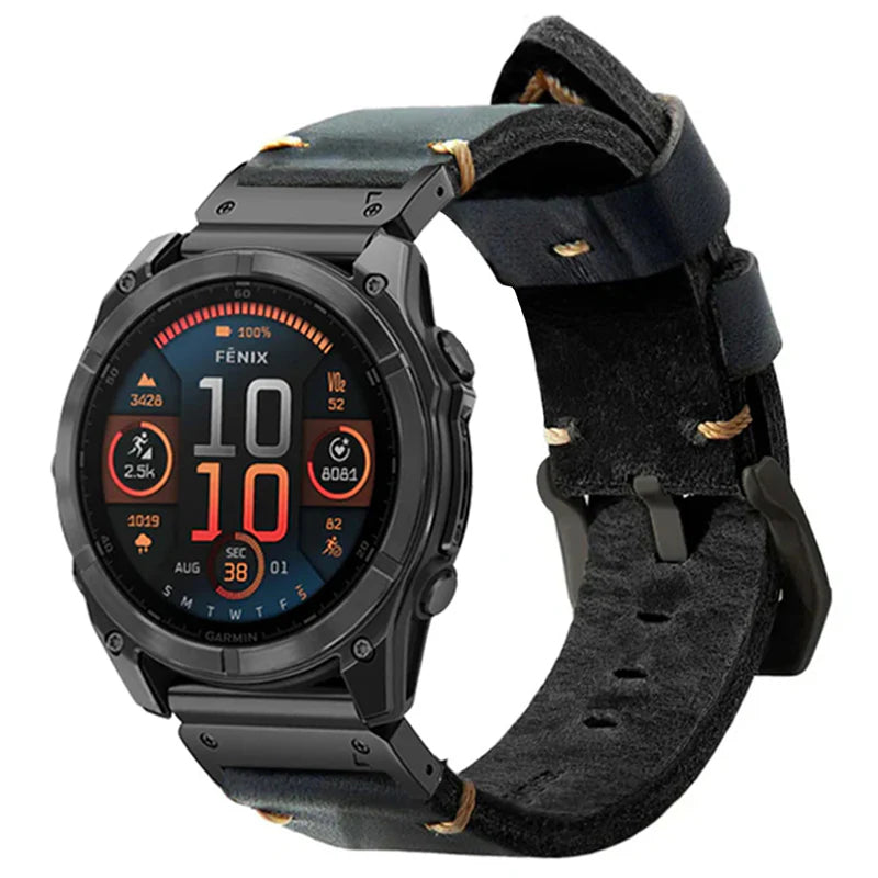 Vintage Leather Band for Garmin QuickFit β Durable and Timeless Design