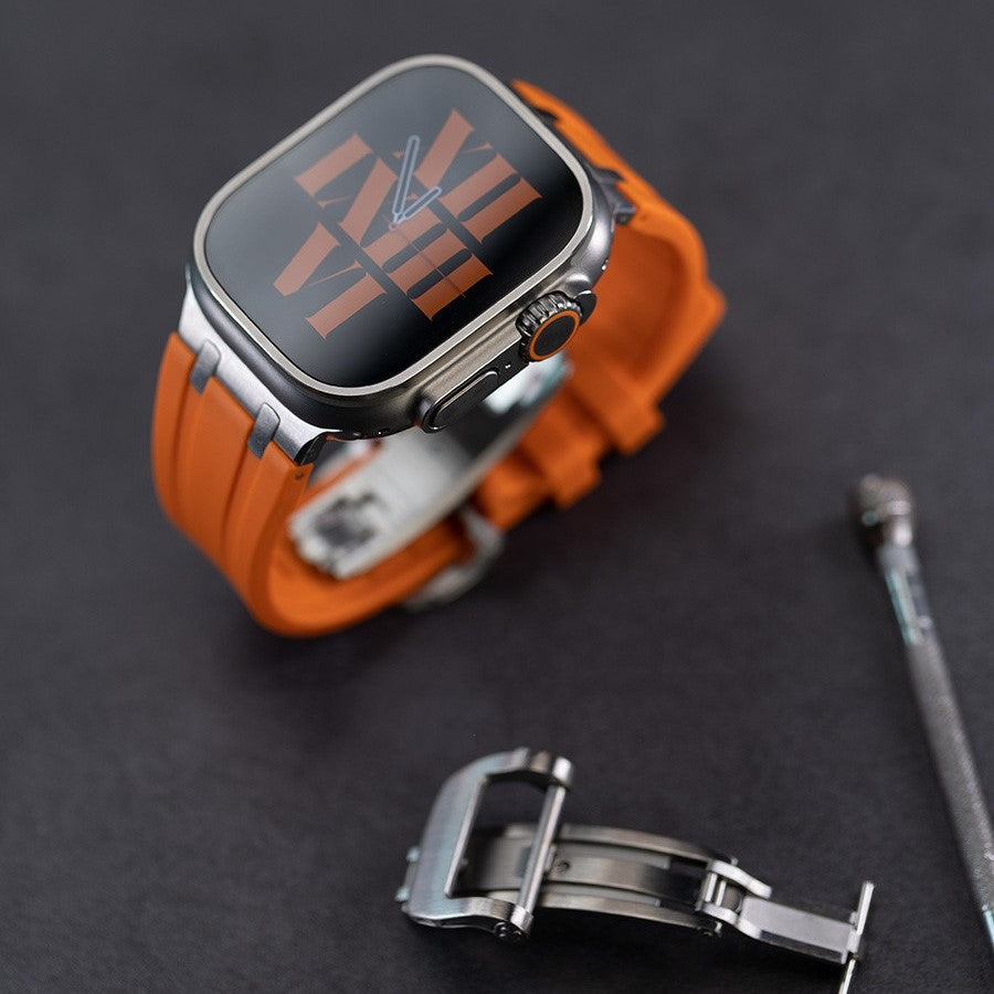 Premium Silicone Apple Watch Band – Titanium Adapter and Secure Fit