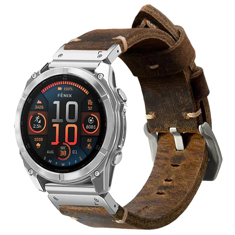 Vintage Leather Band for Garmin QuickFit β Durable and Timeless Design