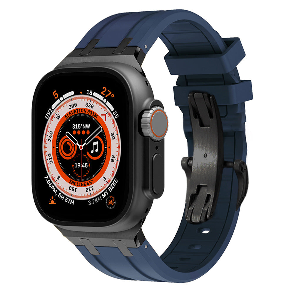 Premium Silicone Apple Watch Band – Titanium Adapter and Secure Fit