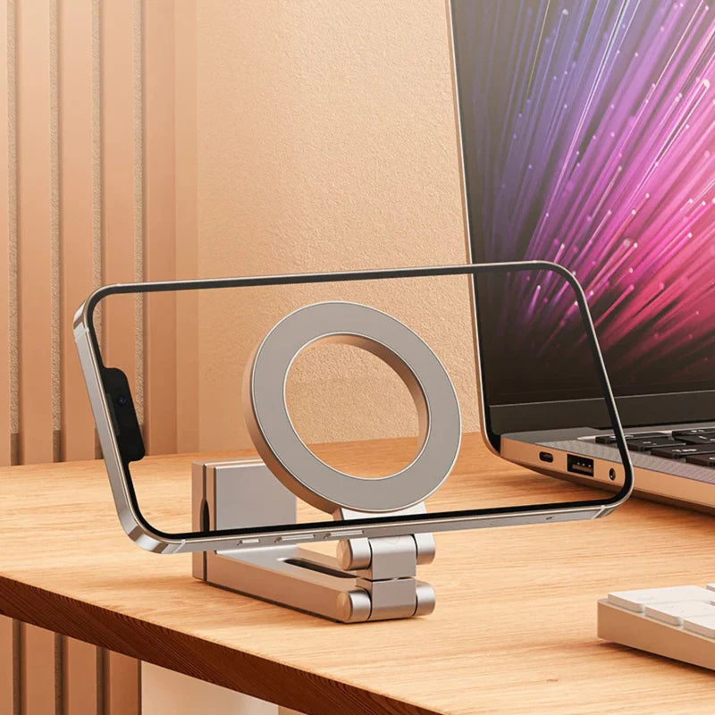 Portable Magnetic Phone Stand – Aluminium Build with MagSafe Support