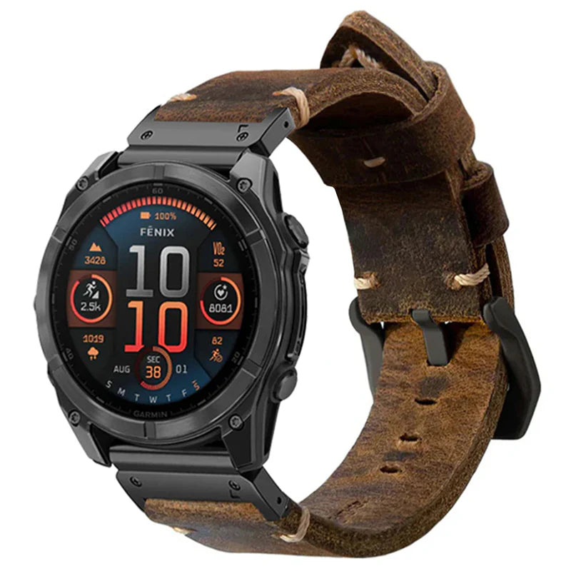 Vintage Leather Band for Garmin QuickFit β Durable and Timeless Design