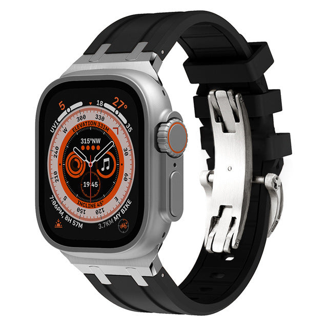 Premium Silicone Apple Watch Band – Titanium Adapter and Secure Fit