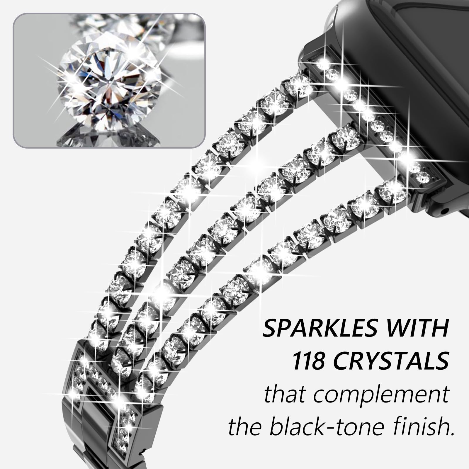 Women’s Crystal Bracelet for Apple Watch – Adjustable Link Band