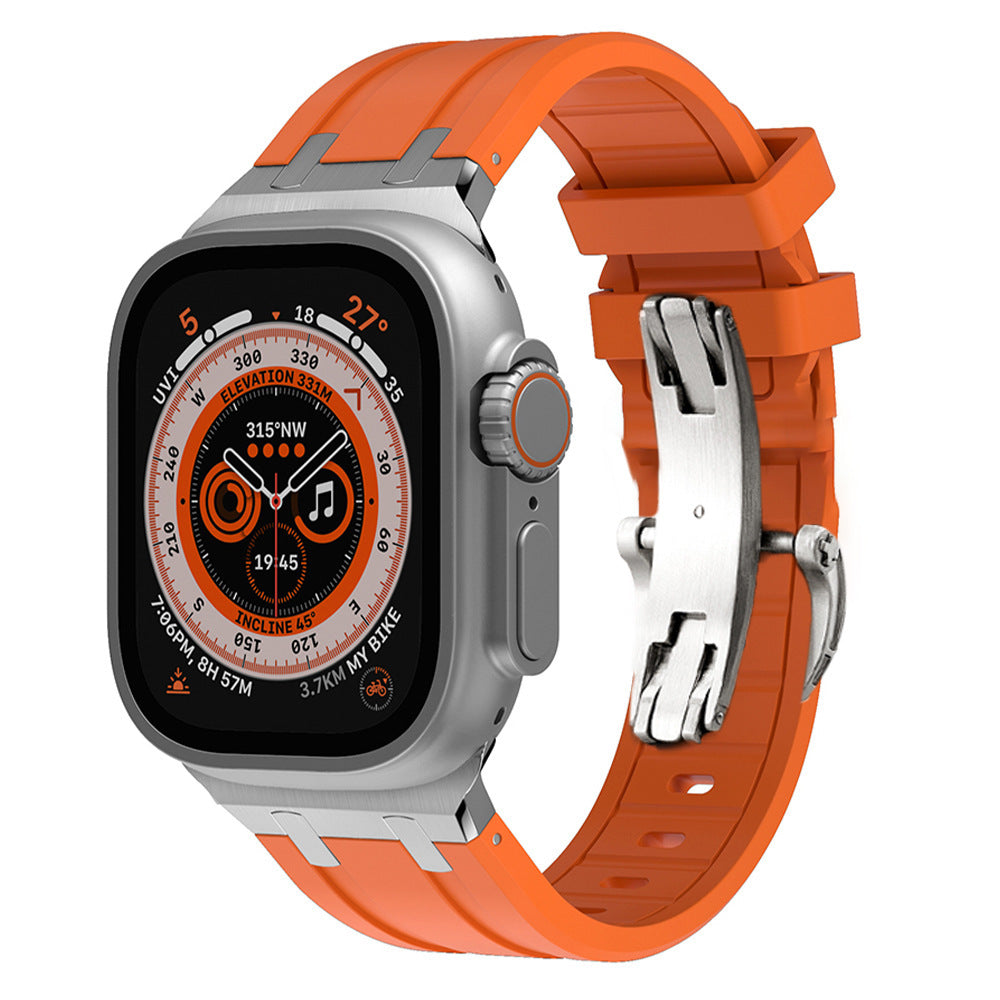 Premium Silicone Apple Watch Band – Titanium Adapter and Secure Fit