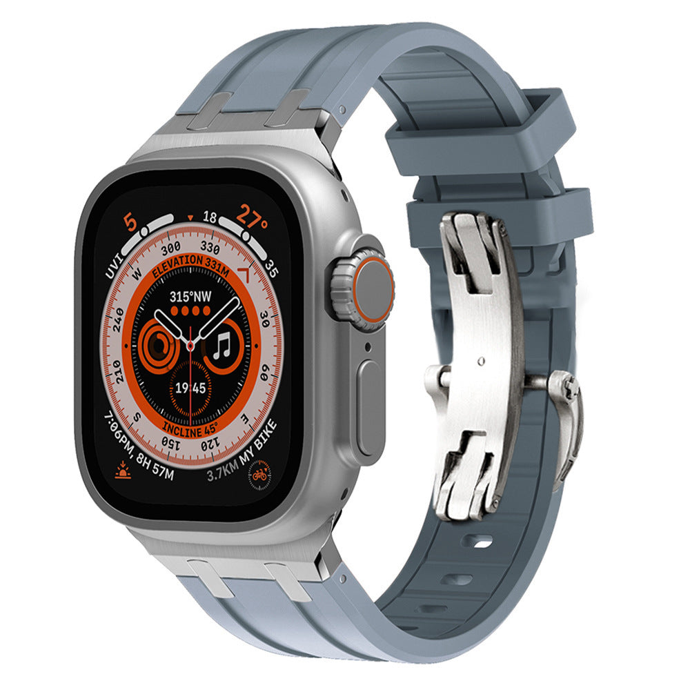 Premium Silicone Apple Watch Band – Titanium Adapter and Secure Fit