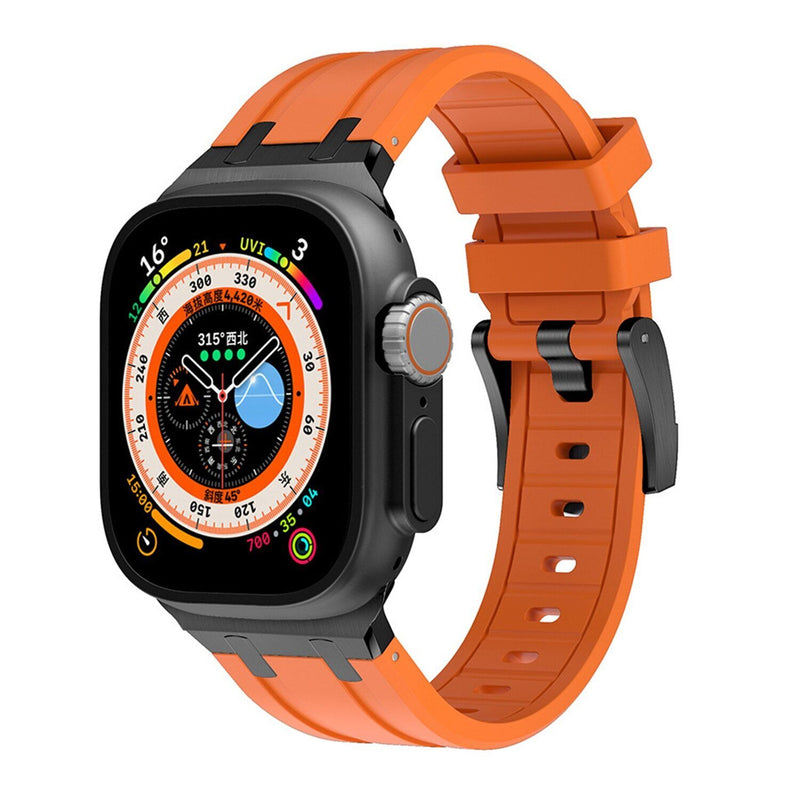 Premium Silicone Apple Watch Band – Titanium Adapter and Secure Fit