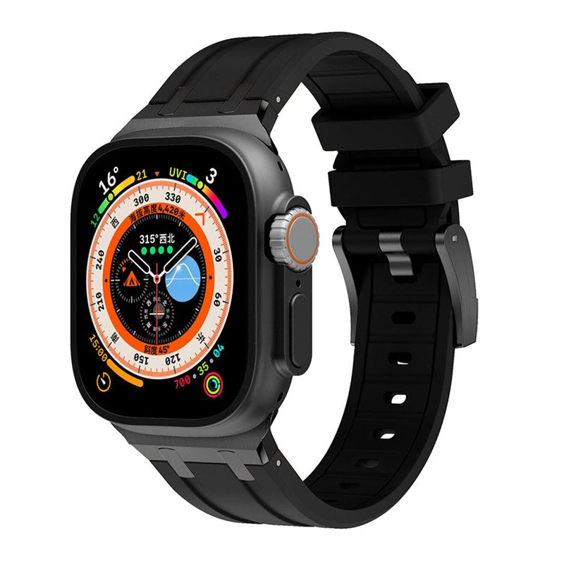 Premium Silicone Apple Watch Band – Titanium Adapter and Secure Fit