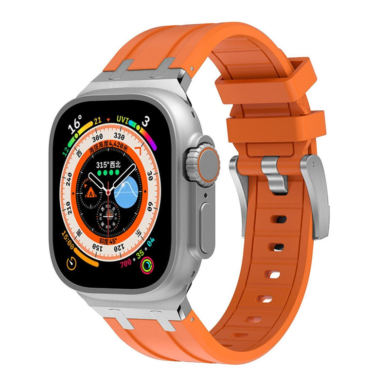 Premium Silicone Apple Watch Band – Titanium Adapter and Secure Fit