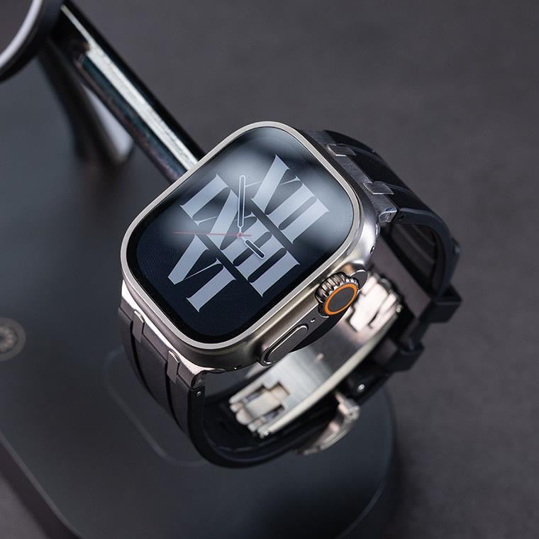 Premium Silicone Apple Watch Band – Titanium Adapter and Secure Fit