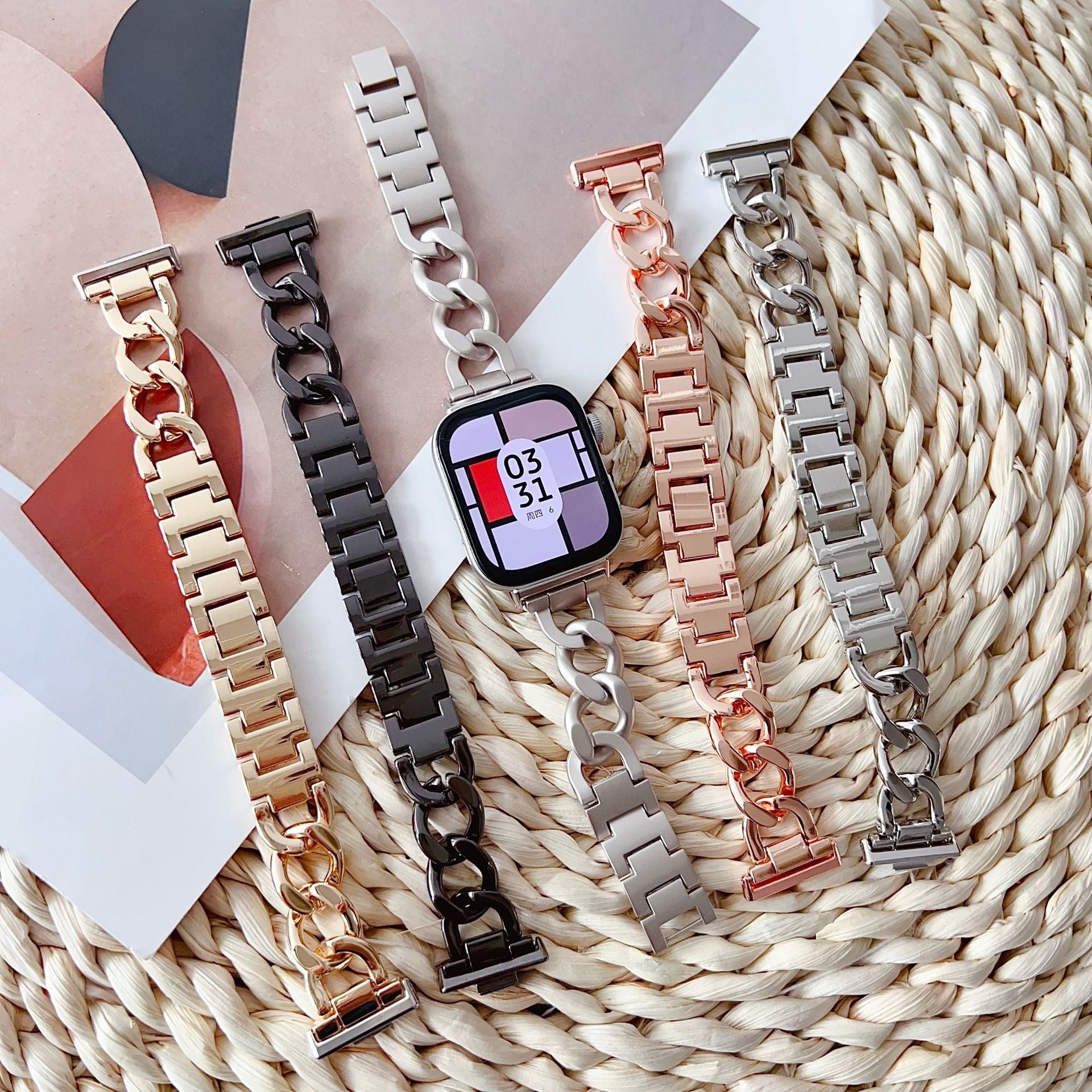 Women’s Luxury Apple Watch Bracelet – Elegant Stainless Steel Link Design