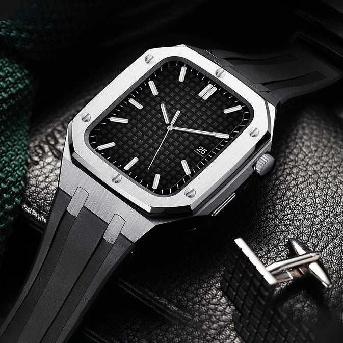 Pulseira de Silicone com Case em Aço Inoxidável para Apple Watch – AP9006