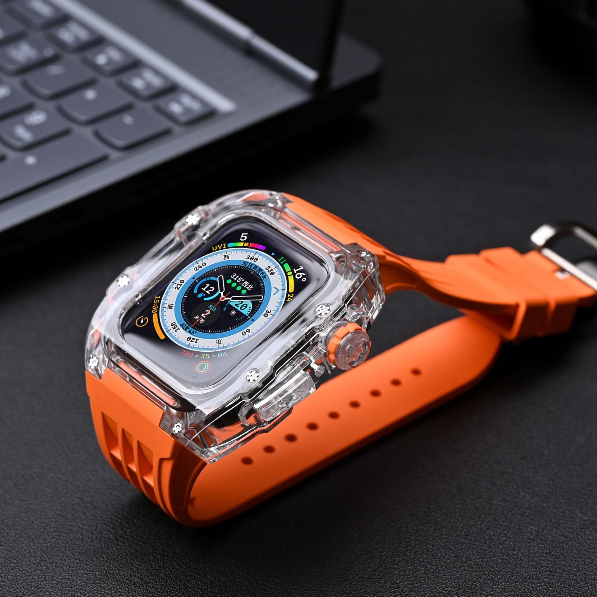 Transparent Case and Fluororubber Band Kit for Apple Watch – RM V30