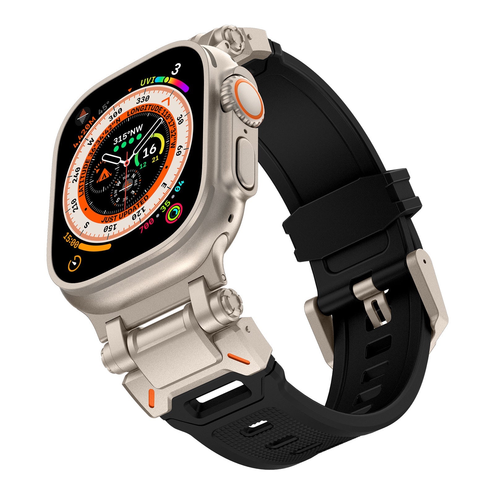 Explorer Silicone Band for Apple Watch Ultra – Titanium Adapter and Secure Fit