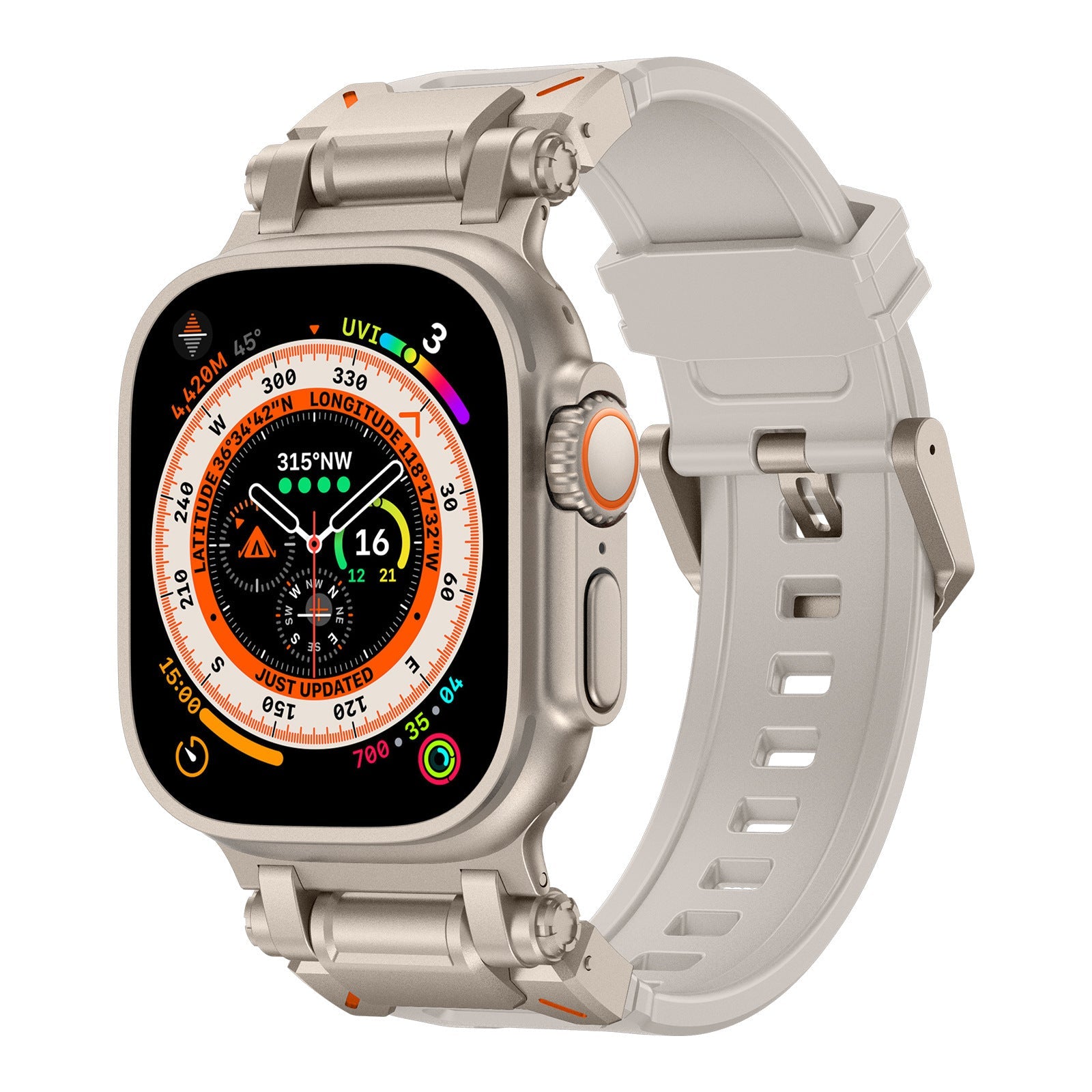 Explorer Silicone Band for Apple Watch Ultra – Titanium Adapter and Secure Fit