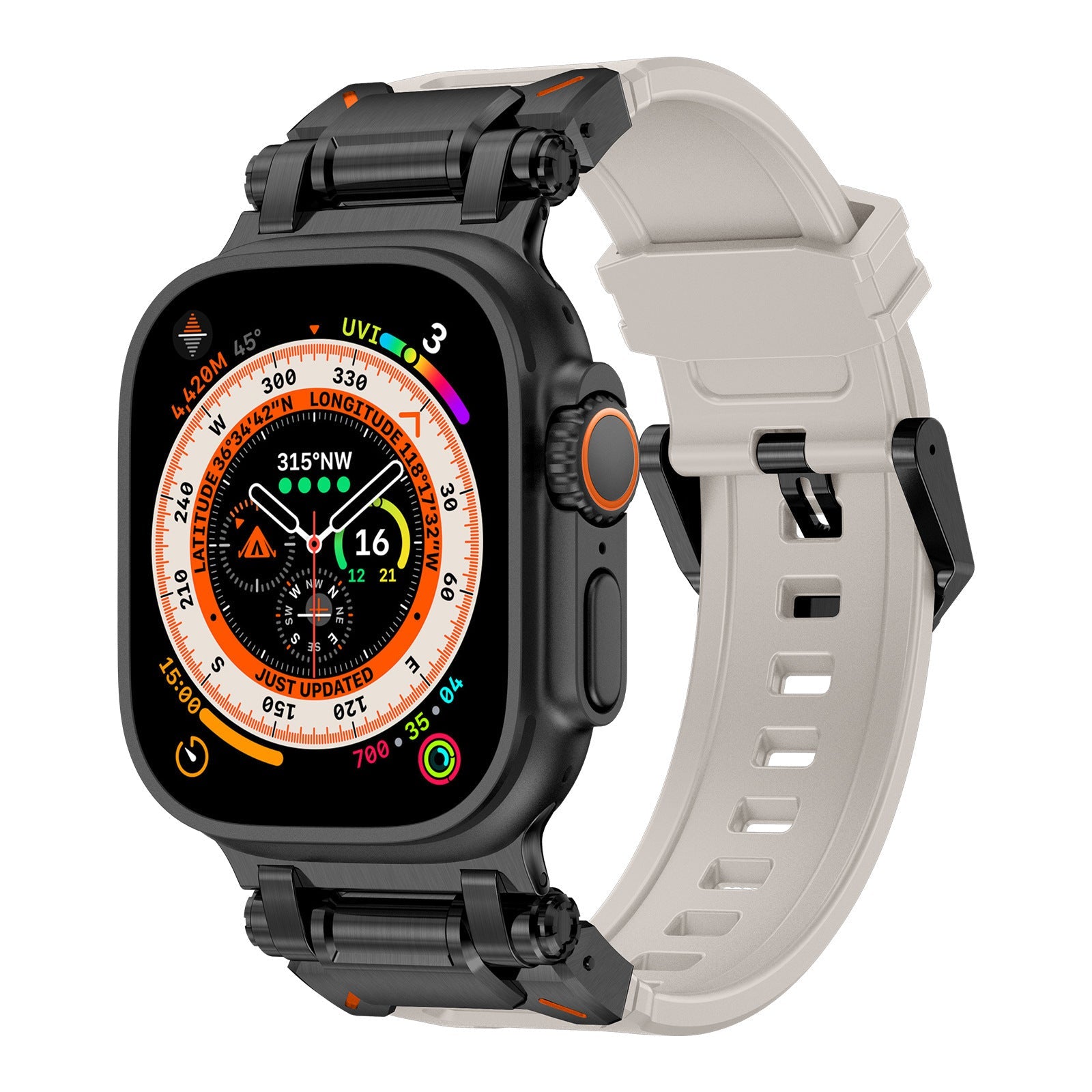 Explorer Silicone Band for Apple Watch Ultra – Titanium Adapter and Secure Fit
