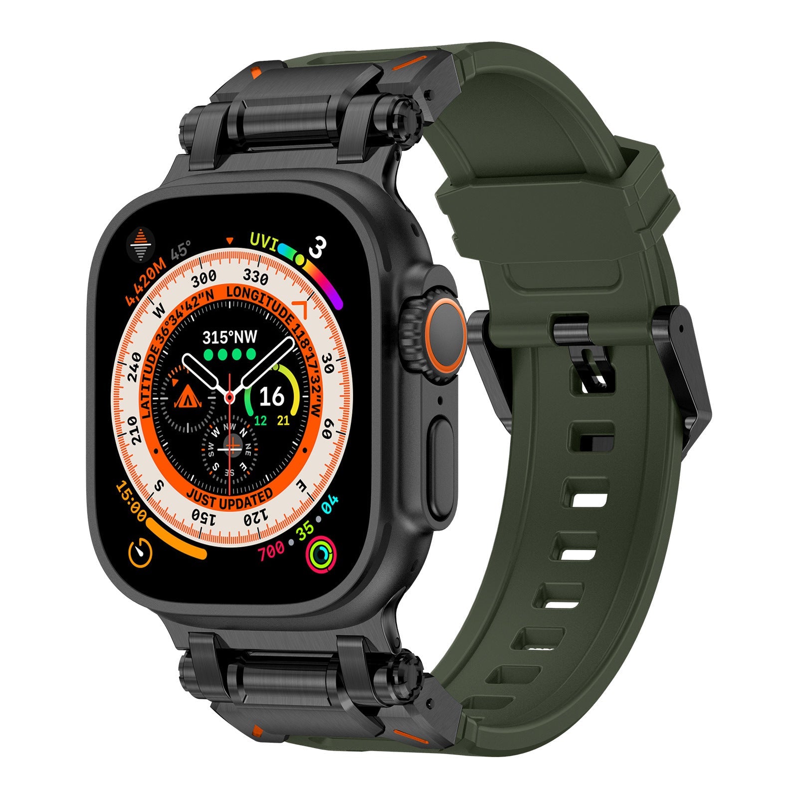 Explorer Silicone Band for Apple Watch Ultra – Titanium Adapter and Secure Fit