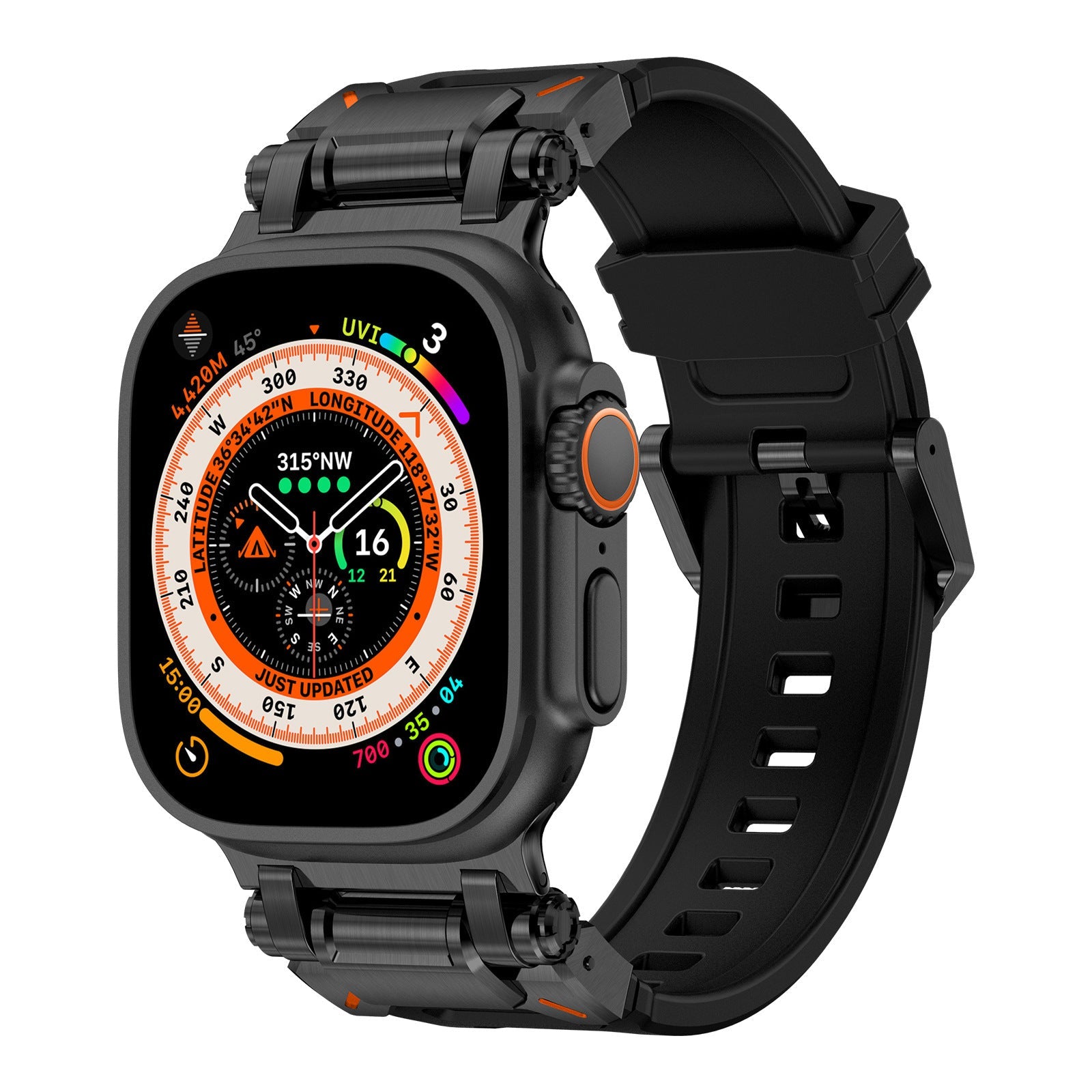 Explorer Silicone Band for Apple Watch Ultra – Titanium Adapter and Secure Fit