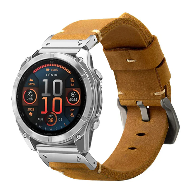 Vintage Leather Band for Garmin QuickFit – Durable and Timeless Design