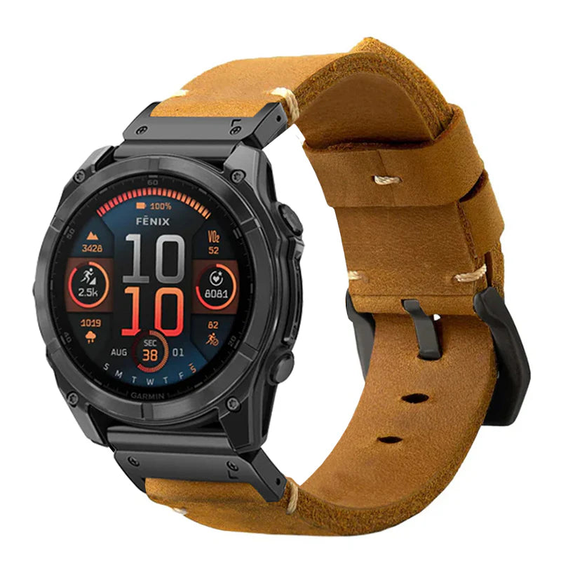 Vintage Leather Band for Garmin QuickFit – Durable and Timeless Design