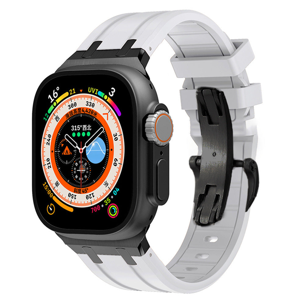 Premium Silicone Apple Watch Band – Titanium Adapter and Secure Fit