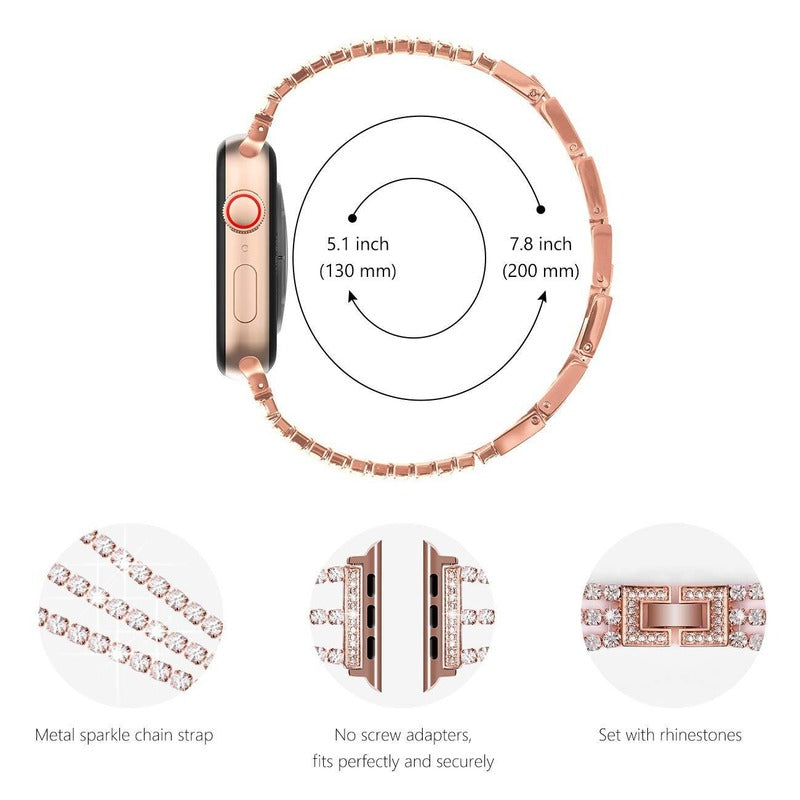 Women’s Crystal Bracelet for Apple Watch – Adjustable Link Band