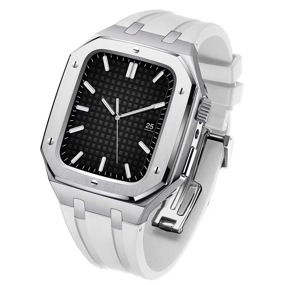 Pulseira de Silicone com Case em Aço Inoxidável para Apple Watch – AP9006