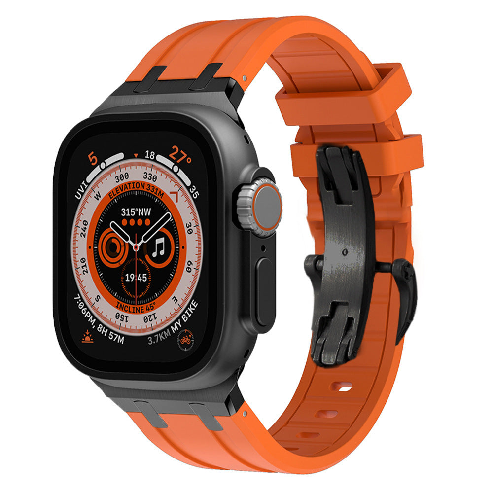Premium Silicone Apple Watch Band – Titanium Adapter and Secure Fit