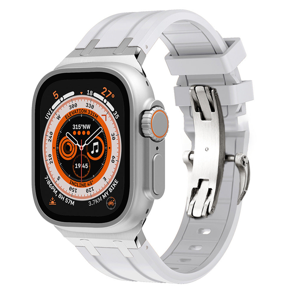 Premium Silicone Apple Watch Band – Titanium Adapter and Secure Fit