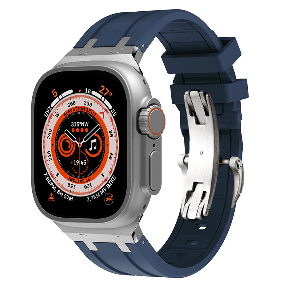 Premium Silicone Apple Watch Band – Titanium Adapter and Secure Fit