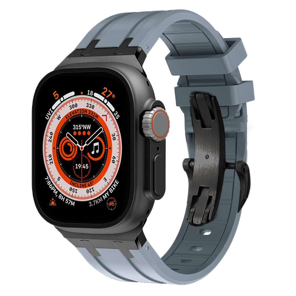 Premium Silicone Apple Watch Band – Titanium Adapter and Secure Fit