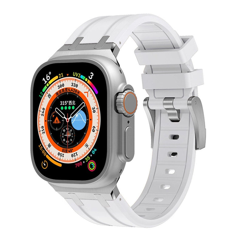 Premium Silicone Apple Watch Band – Titanium Adapter and Secure Fit