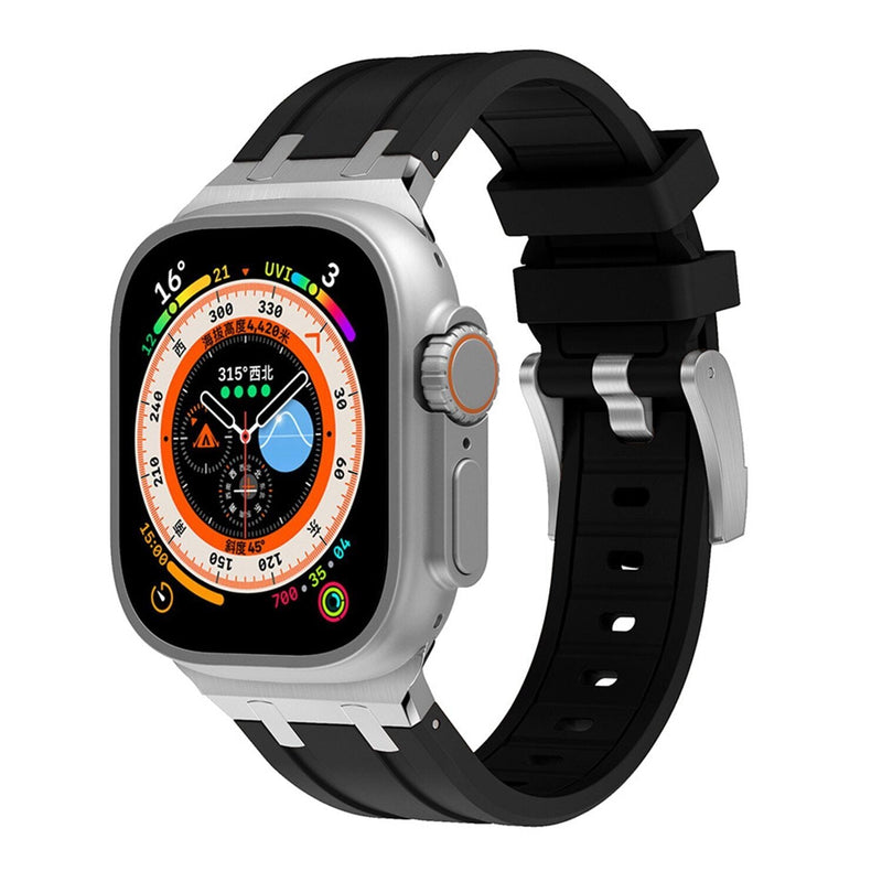 Premium Silicone Apple Watch Band – Titanium Adapter and Secure Fit