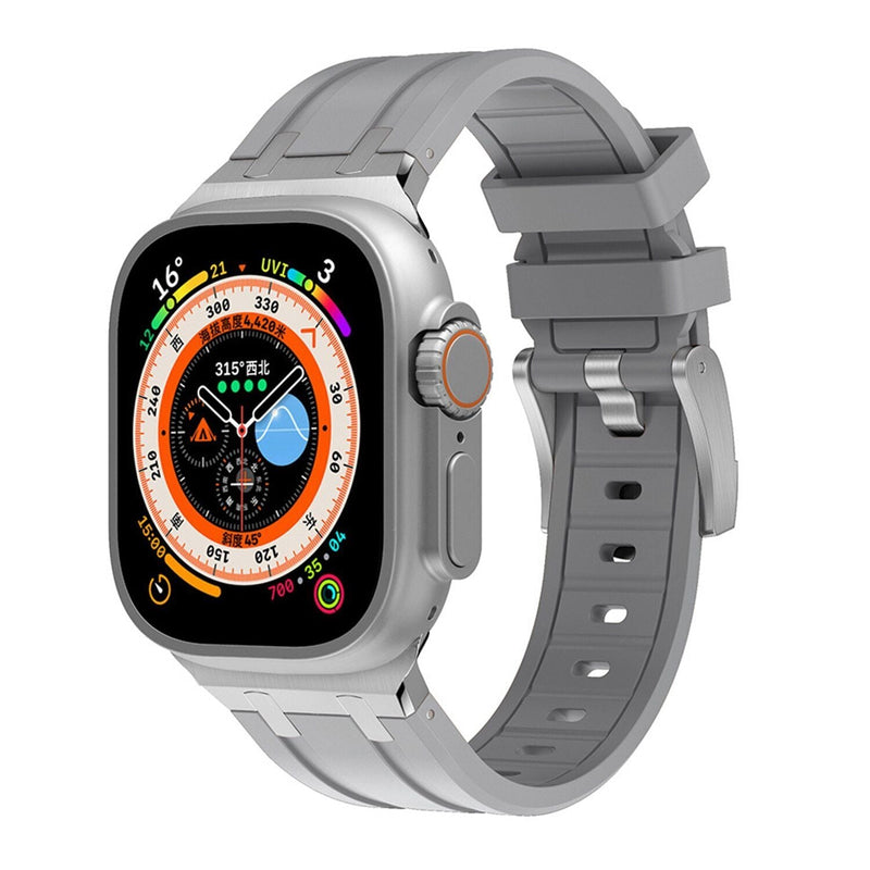 Premium Silicone Apple Watch Band – Titanium Adapter and Secure Fit